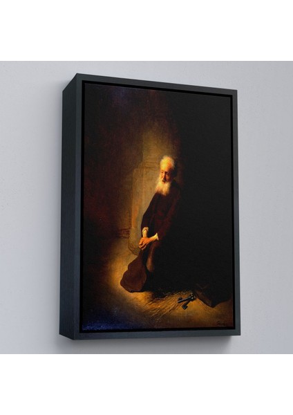Çerçeveli Rembrandt Van Rijn - Hapishanedeki Havari Aziz Peter Diz Çökmüş TABLO-7410