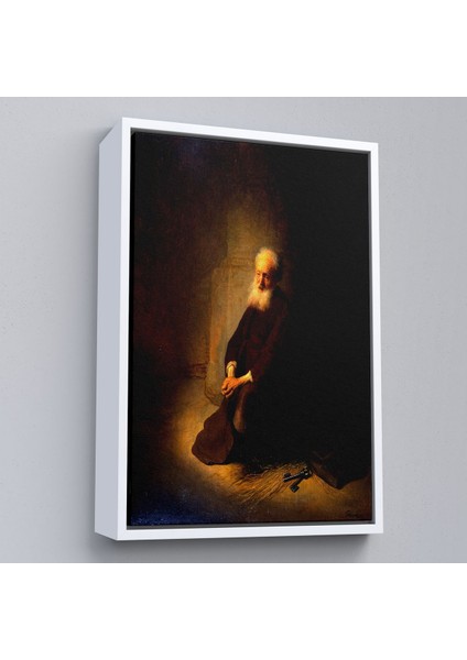 Çerçeveli Rembrandt Van Rijn - Hapishanedeki Havari Aziz Peter Diz Çökmüş TABLO-7410