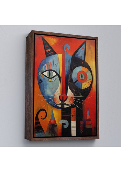 Çerçeveli Pablo Picasso Tarzı - Soyut Renkli Kedi TABLO-7371 fiyatları