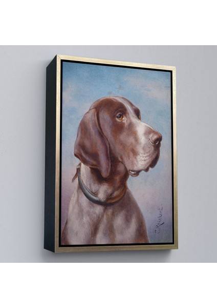 Çerçeveli Carl Reichert Köpek Portre TABLO-7332