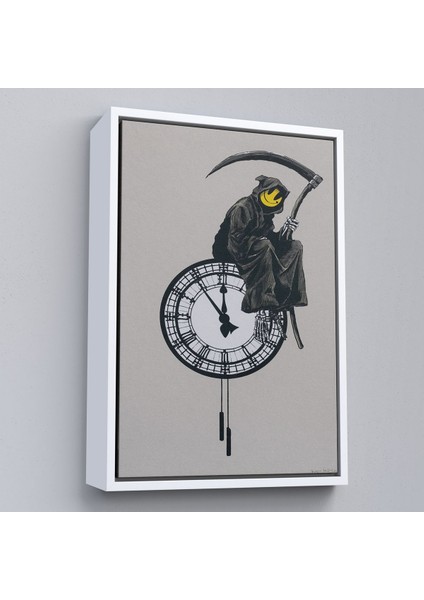 Çerçeveli Banksy - Gülen Azrail Tablosu - Grin REAPER-7313