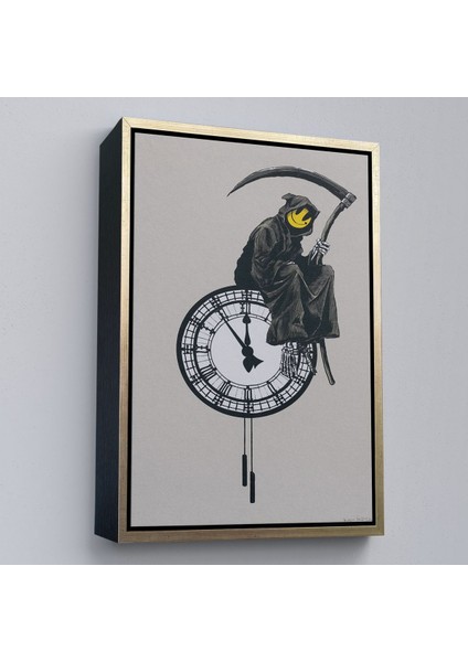 Çerçeveli Banksy - Gülen Azrail Tablosu - Grin REAPER-7313 modelleri