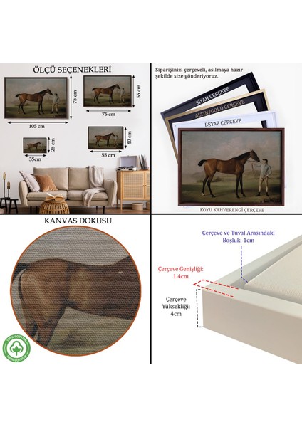 Çerçeveli George Stubbs'un Uzun Bacaklı At ve Jokeyi Tablosu - Molly Long-Legs With Her JOCKEY-7012 indirimleri