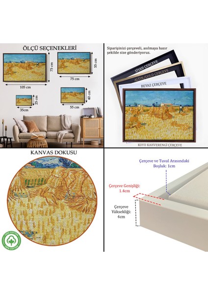 Çerçeveli Vincent Van Gogh Provence'te Hasat TABLO-7148 indirimleri