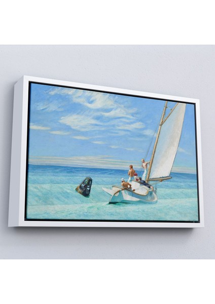 Çerçeveli Edward Hopper - Ground Swell Yelkenli TABLOSU-7077