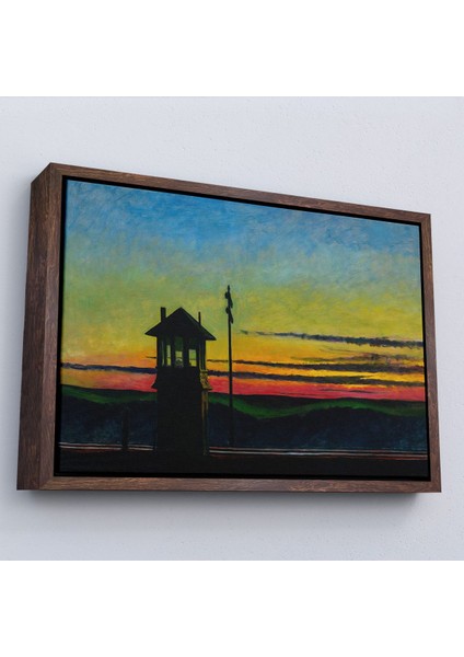 Çerçeveli Edward Hopper - Demiryolunda Gün Batımı Tablo - Railroad SUNSET-7113 fiyatları