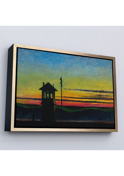 Çerçeveli Edward Hopper - Demiryolunda Gün Batımı Tablo - Railroad SUNSET-7113 modelleri