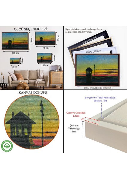 Çerçeveli Edward Hopper - Demiryolunda Gün Batımı Tablo - Railroad SUNSET-7113 indirimleri