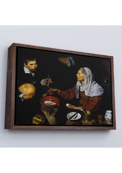 Çerçeveli Diego Velázquez - Yumurta Pişiren Yaşlı Kadın Tablosu - Old Woman Frying EGGS-7051 fiyatları