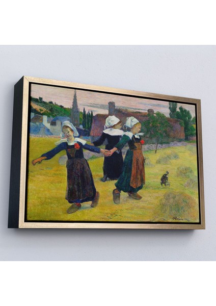 Çerçeveli Paul Gauguin Bretonlu Kızlar Dans Tablosu