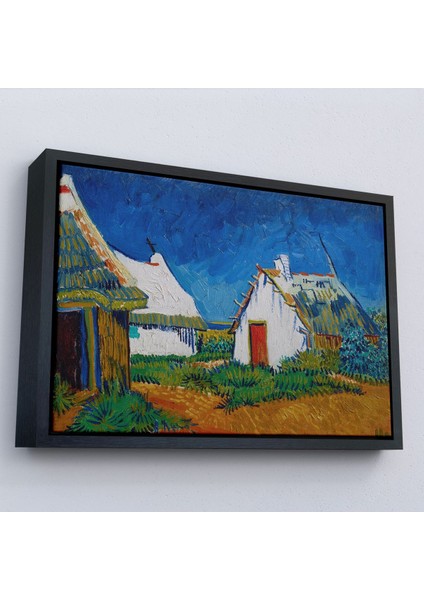 Çerçeveli Vincent Van Gogh - Saintes Maries'de Üç Beyaz Kulübe TABLOSU-7189