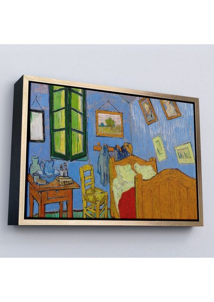 Çerçeveli Vincent Van Gogh - Arles'ta Yatak Odası Tablosu - Bedroom In ARLES-7160
