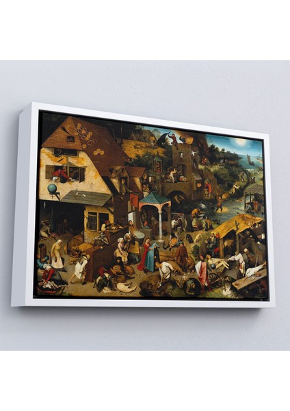 Çerçeveli Yaşlı Pieter Brueghel - Hollanda Atasözleri Mavi Pelerin TABLO-7267 fırsatları