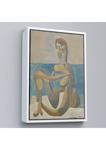 Çerçeveli Salvador Dali - Plajda Oturan Yüzücü Tablo - Seated Bather On The BEACH-7405