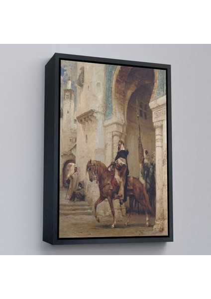 Çerçeveli Henri Émilien Rousseau - Saraydan Ayrılan Süvari Tablosu - Horseman Leaving À PALACE-7330 fırsatları