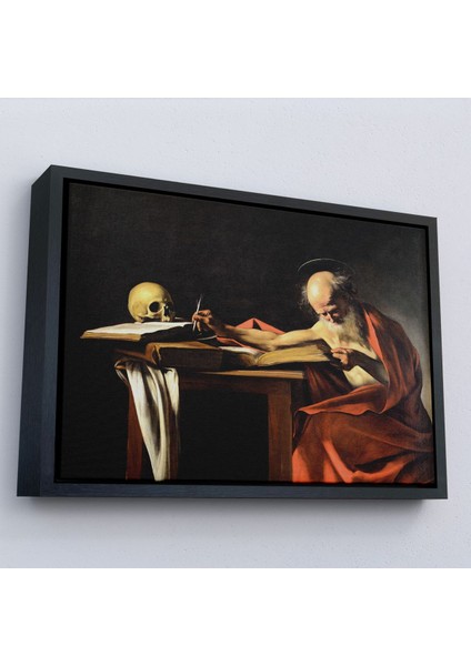 Çerçeveli Caravaggio - Saint Jerome Yazma TABLO-7124