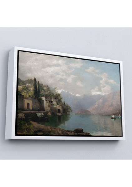 Çerçeveli Robert Schultze' Komo Gölü Tablosu - Bellagio By Lake COMO-7018