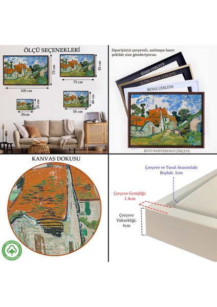 Çerçeveli Vincent Willem Van Gogh - Auvers-Sur-Oise'daki Sokak TABLOSU-7159 indirimleri