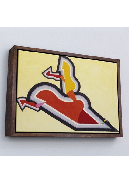 Çerçeveli Joseph Schillinger - Ritim Çalışması Tablo - Study In Rhythm: Red And GOLD-7136