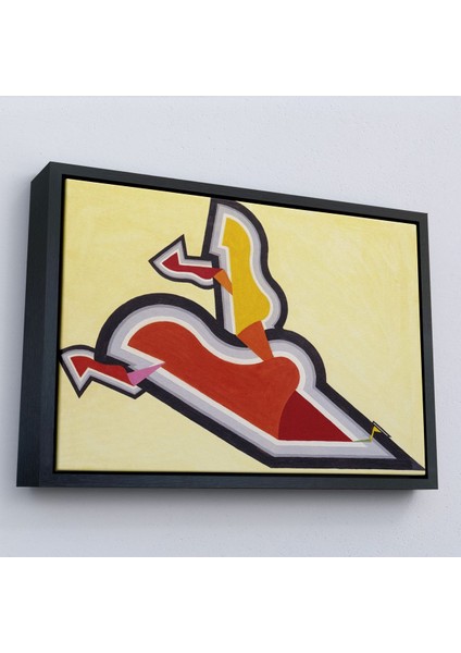 Çerçeveli Joseph Schillinger - Ritim Çalışması Tablo - Study In Rhythm: Red And GOLD-7136
