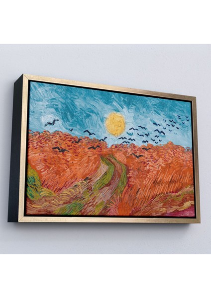 Çerçeveli Vincent Willem Van Gogh - Kargalarla Buğday Tarlası TABLO-7152
