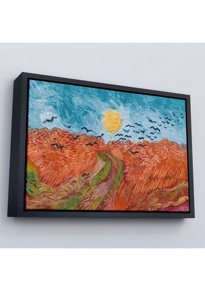 Çerçeveli Vincent Willem Van Gogh - Kargalarla Buğday Tarlası TABLO-7152