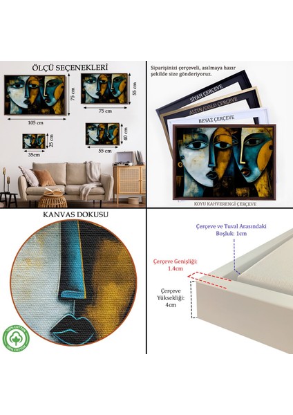 Çerçeveli Soyut Yüzler TABLOSU-7221 indirimleri