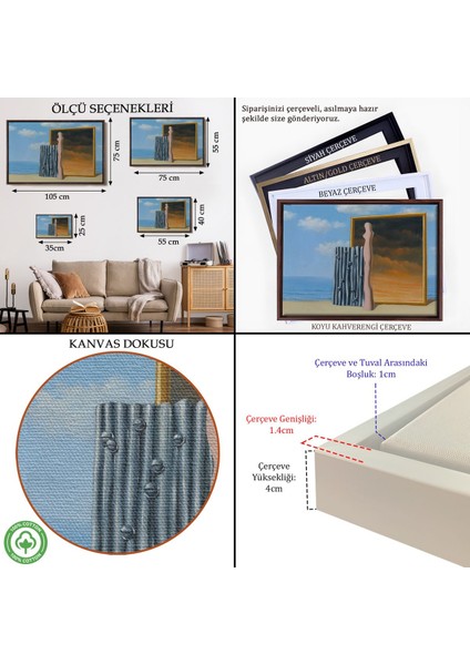 Çerçeveli René Magritte - Deniz Kıyısında Kompozisyon TABLOSU-7063 indirimleri