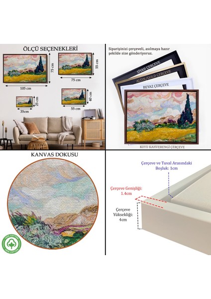 Çerçeveli Vincent Van Gogh - Buğday Tarlası TABLO-7150 indirimleri