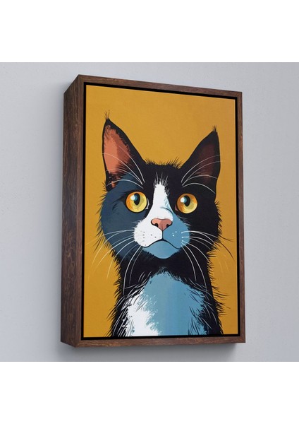 Çerçeveli Soyut Renkli Kedi TABLO-7612