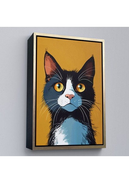 Çerçeveli Soyut Renkli Kedi TABLO-7612
