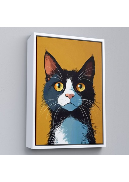 Çerçeveli Soyut Renkli Kedi TABLO-7612