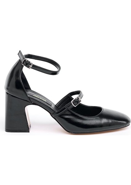 Çift Bantlı Kadın Topuklu Abiye Ayakkabı