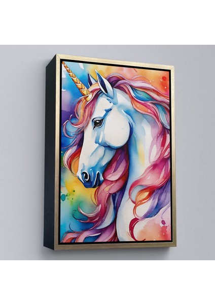 Çerçeveli Sevimli Renkli Unicorn TABLOSU-7919