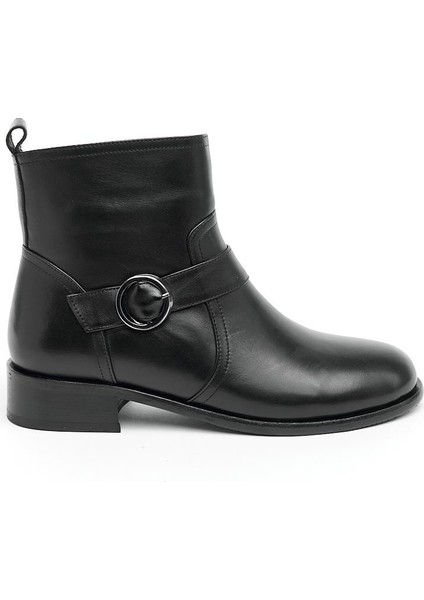 Hakiki Deri Fermuarlı Kadın Bot