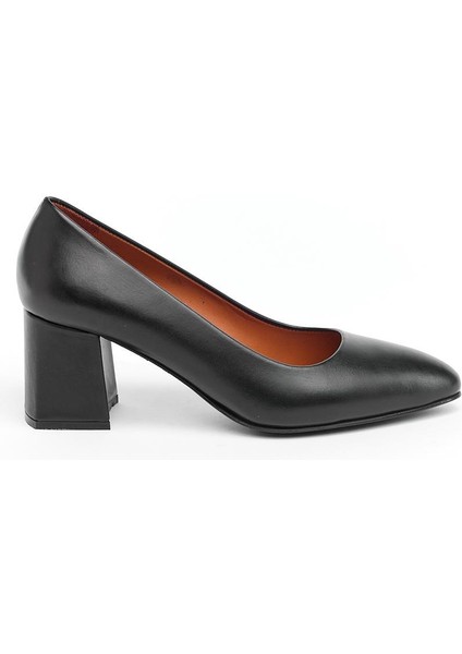Hakiki Deri Kalın Topuk Kadın Stiletto