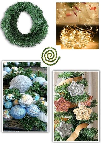 Yeşil peri LED garland, çam dalı, sarmal tel, yeni yıl süsleri, 5 metre, günışığı renk fırsatları