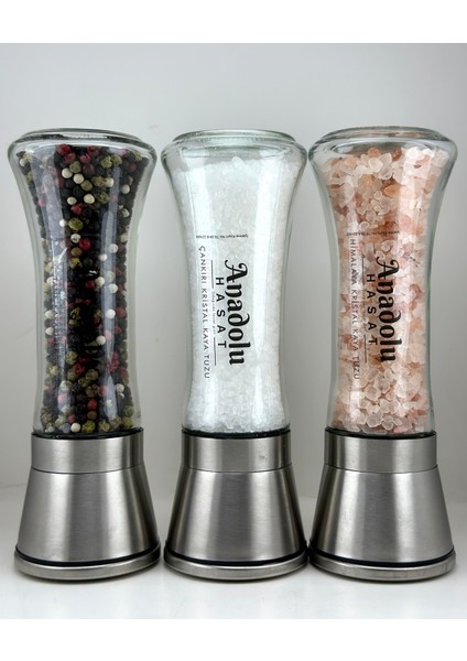 3'lü Set Metal Başlıklı Karabiber Cam Değirmen Öğütücü Seramik 200GR fiyatları