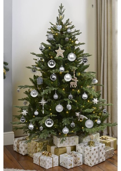 6 Adet Büyük Boy Gümüş Gri Yılbaşı Çam Ağaçı Süsü Yeni Yıl Noel Dekor Parlak Cici Top Süs 6cm fırsatları