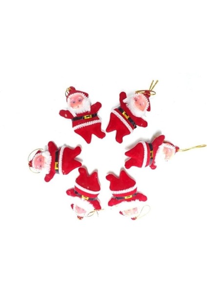 Yılbaşı Ağacı Süsü 6'lı Noel Baba Asma Süs Kırmızı Renk Çam Ağacı Süsü