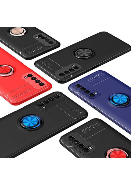 Huawei P Smart 2021 Kılıf Ravel Silikon Kapak - Siyah - Rose Gold
