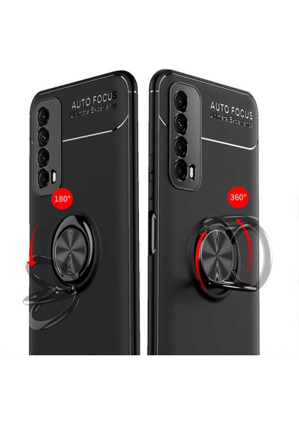 Huawei P Smart 2021 Kılıf Ravel Silikon Kapak - Siyah - Kırmızı