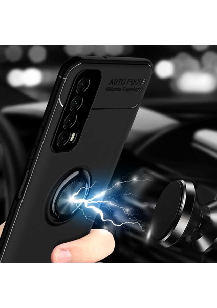 Huawei P Smart 2021 Kılıf Ravel Silikon Kapak - Siyah - Kırmızı