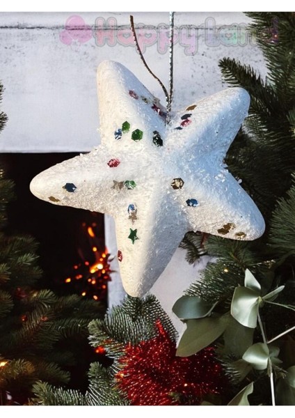 Yılbaşı Ağacı Süsü 6 Lı Yıldız Köpük Süs 5 cm Noel Süsü Beyaz Çam Ağacı Süsü fiyatları
