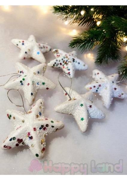 Yılbaşı Ağacı Süsü 6 Lı Yıldız Köpük Süs 5 cm Noel Süsü Beyaz Çam Ağacı Süsü fırsatları