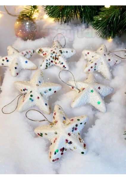 Yılbaşı Ağacı Süsü 6 Lı Yıldız Köpük Süs 5 cm Noel Süsü Beyaz Çam Ağacı Süsü indirimleri