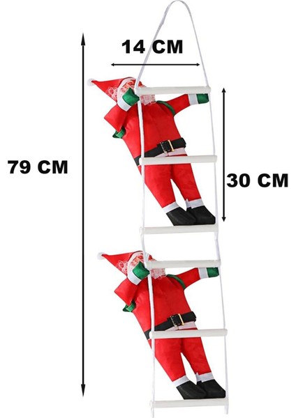 2'li Merdiven Tırmanan Noel Baba Yılbaşı Süs Noel Ağacı Dekor Yeni Yıl Ev Kapı Duvar Dekorasyon