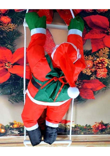 2'li Merdiven Tırmanan Noel Baba Yılbaşı Süs Noel Ağacı Dekor Yeni Yıl Ev Kapı Duvar Dekorasyon