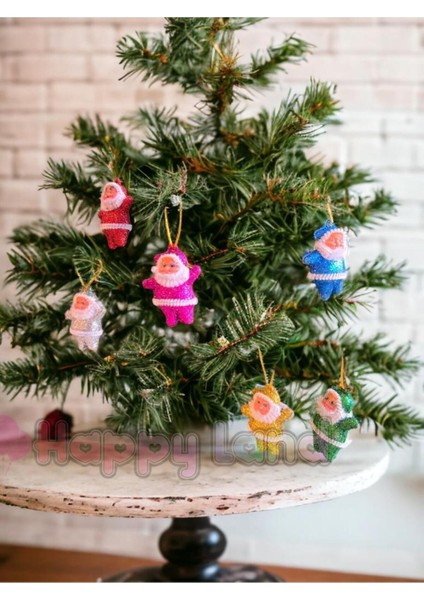 Yılbaşı Çam Ağacı Süsü 4 cm 6 Ader Renkli Noel Baba Süs Simli Yılbaşı Noel Baba Süs Renkli fırsatları