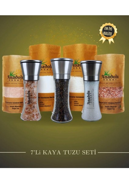 Çankırı Kaya Tuzu 7'li Set- Çankırı ve Himalaya Kristal Kaya Tuzu ve Seramik Seti